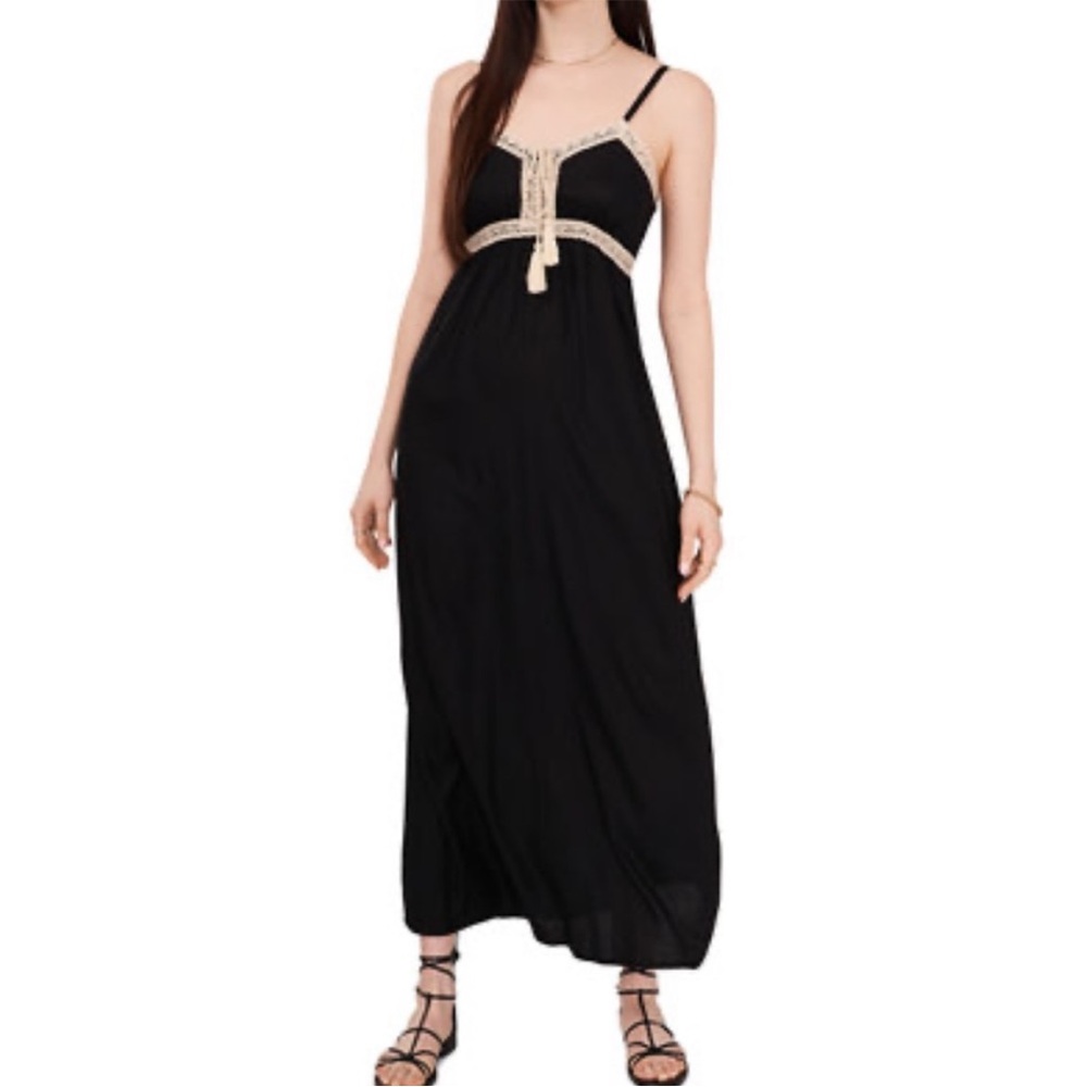 NWT 1.State Black Maxi Dress with Crochet Detail